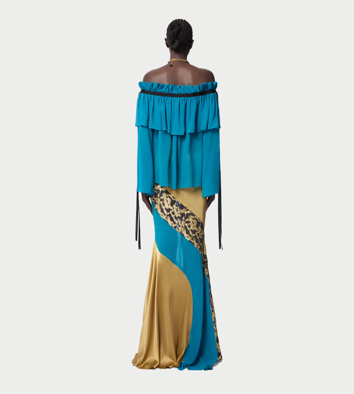Boat Neck Silk Top Blue