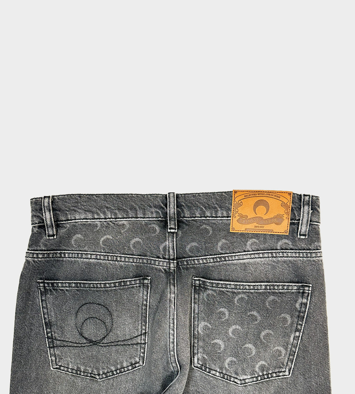 MARINE SERRE - Moon Laser Grey Wash Straight Jeans M