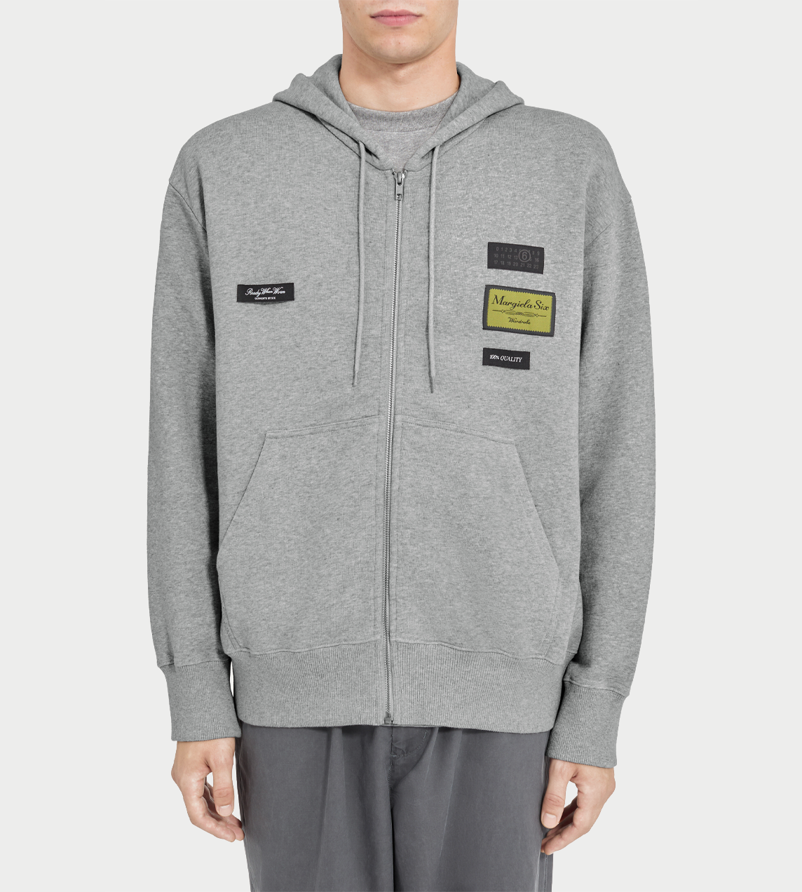 Jacquard Label Hooded Sweatshirt Grey