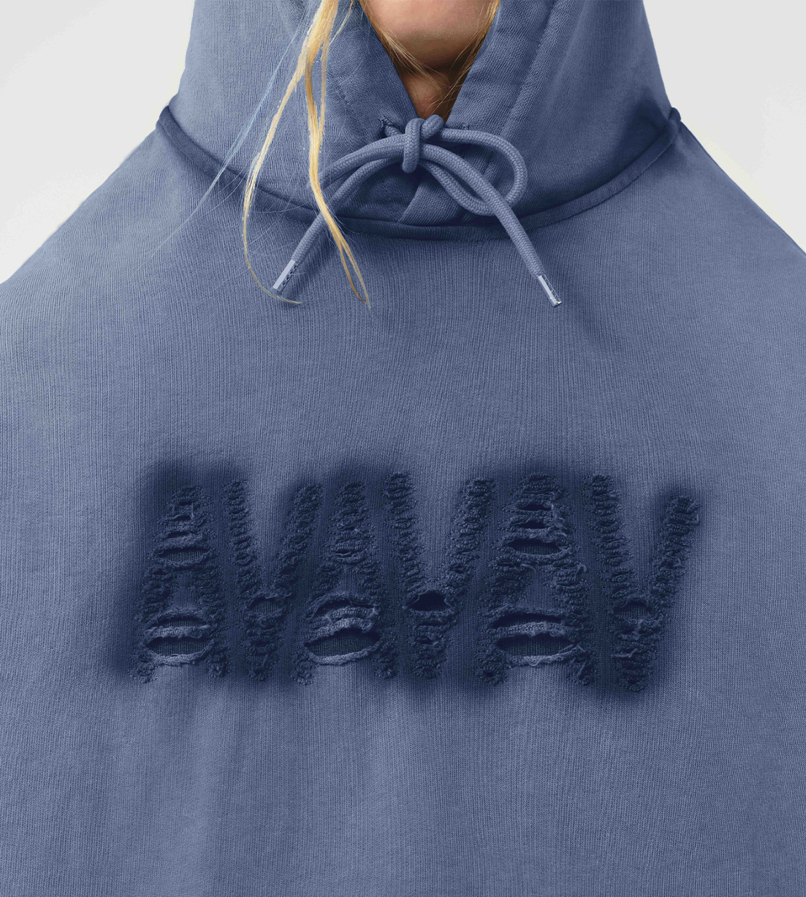 Tim Shoulderless Hoodie Logo Blue