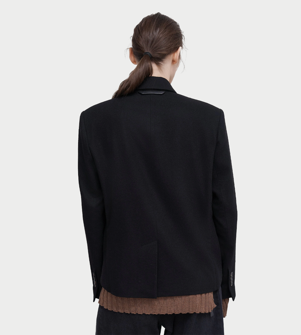 Draped Wool Peacoat Blk