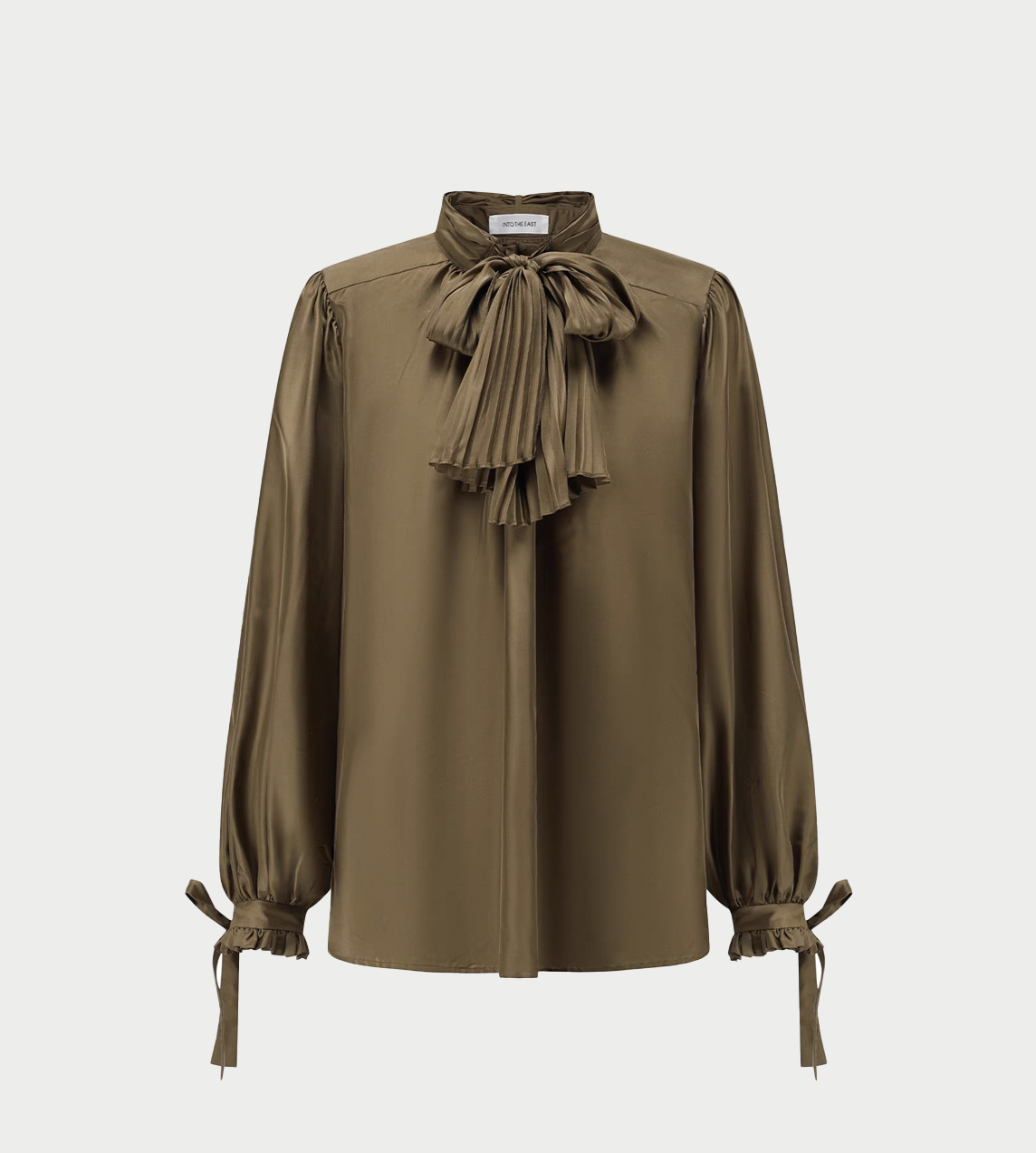 Lace-up Silk Blouse Moss Green