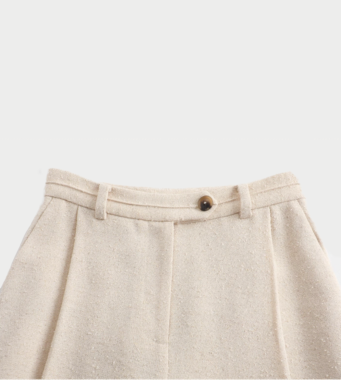 Textured Wool Fringed Straight-leg Pants Ivory