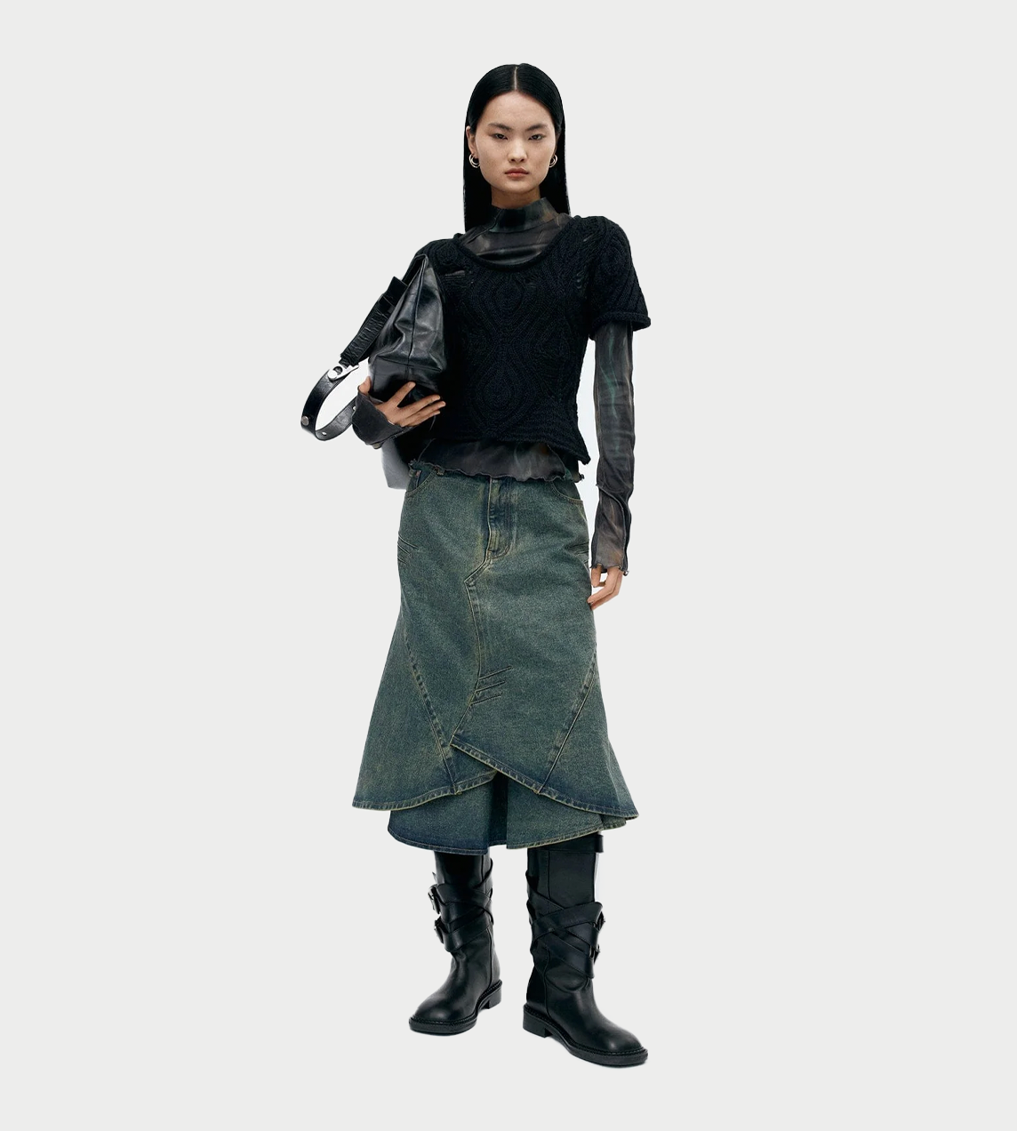 ANDERSSON BELL - Cap Sleeve Sweater Layered Top Blk