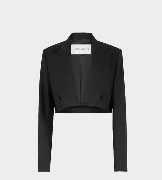 NINA RICCI - Double-breasted Cropped Blazer Blk