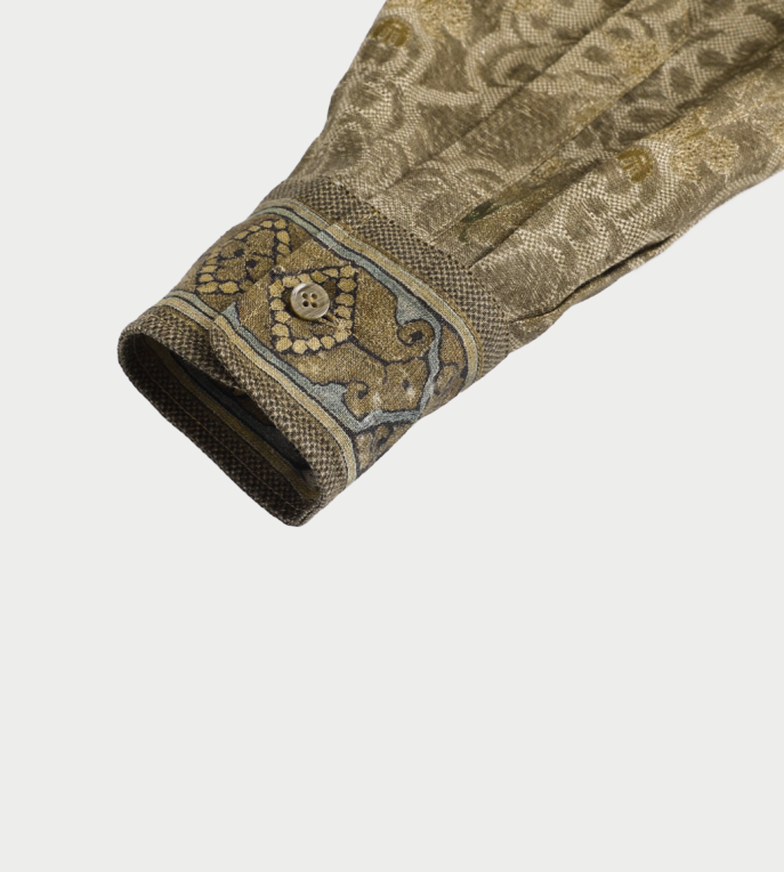 Printed Linen Shirt Moss Green