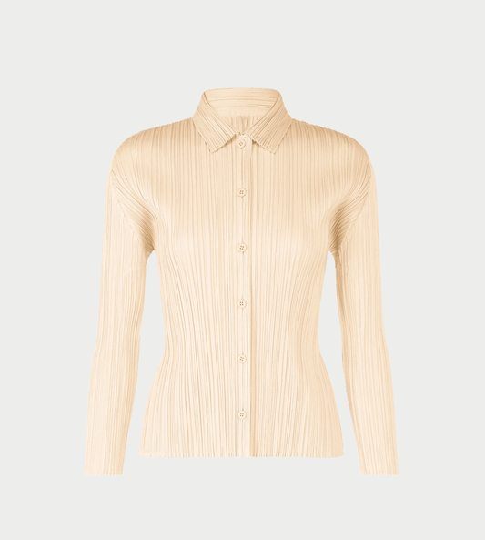 PLEATS PLEASE ISSEY MIYAKE - Button-up Pleated Shirt Cream