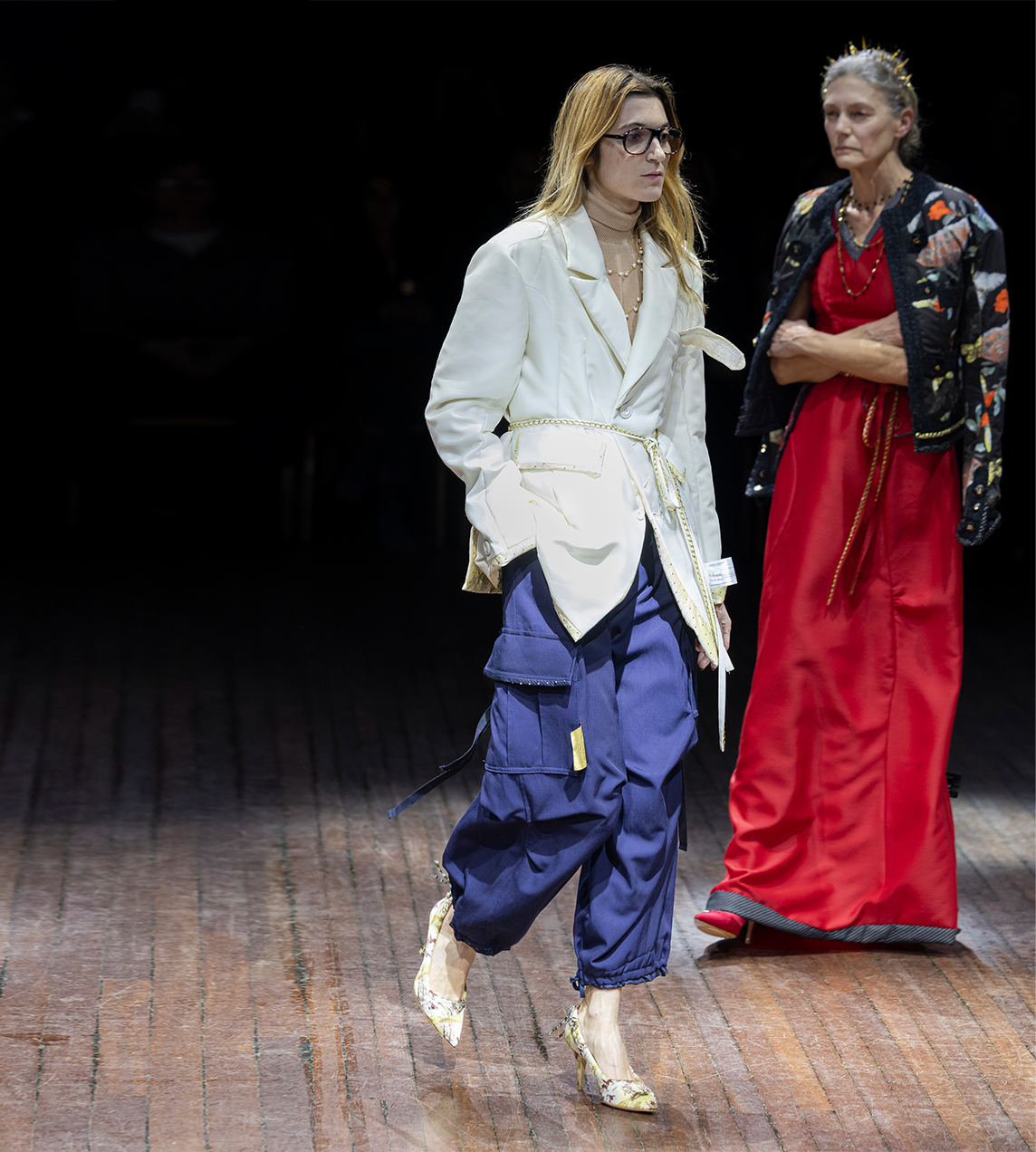 UNDERCOVER - Double Taffeta Chain Belt Jacket White