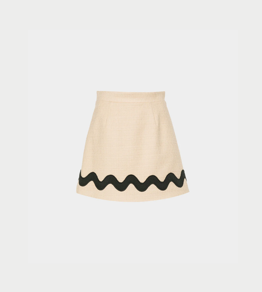 Patou - Contrast Braid Mini Skirt Beige
