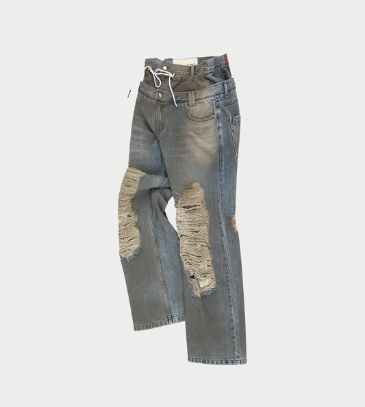 ANDERSSON BELL - Vintage Spray Double-waist Jeans Blue