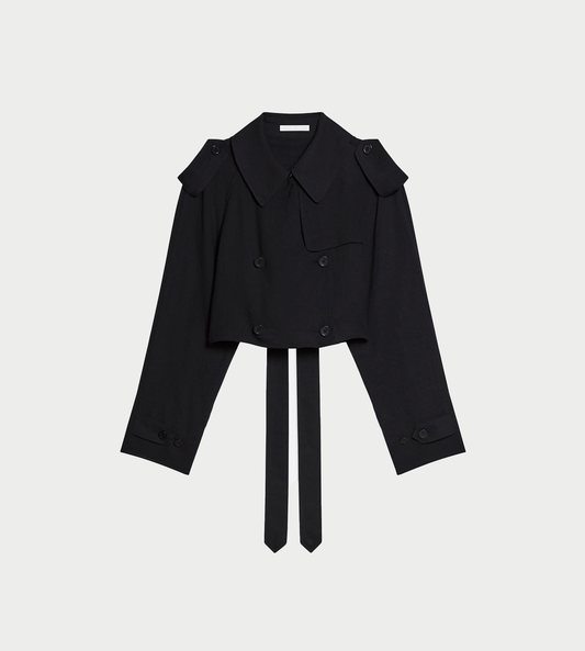 HELMUT LANG - Crop Double-breasted Trench Blk