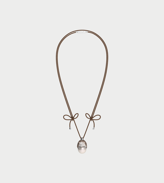 Ceramic Hedgehog Pearl Pendant Brown