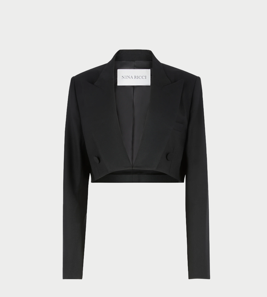 NINA RICCI - Double-breasted Cropped Blazer Blk