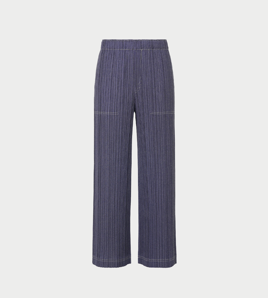 PLEATS PLEASE ISSEY MIYAKE - Denim-like Wide Leg Pants 