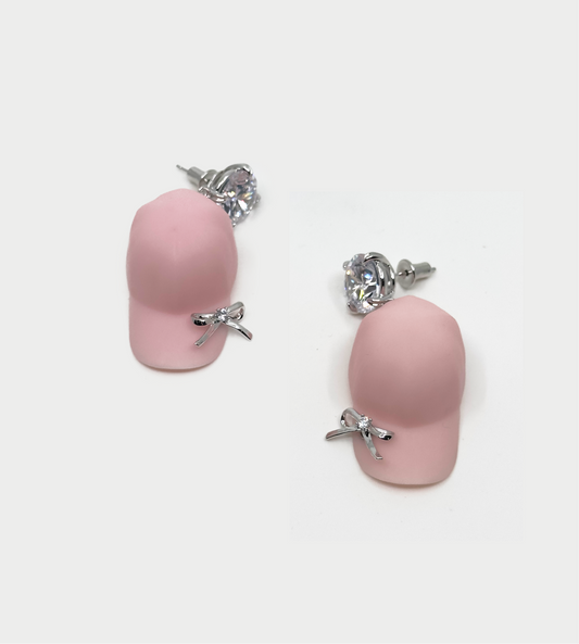 YVMIN - Hat Pearl Earring Pink (Pair)
