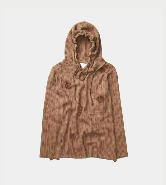 SONG FOR THE MUTE - "Daisy" Raw Patch Pocket Hoodie Sand