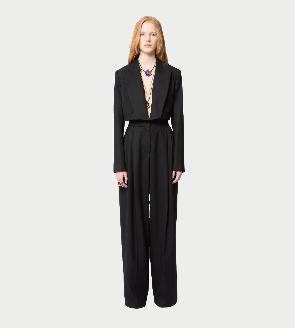 NINA RICCI - Double-breasted Cropped Blazer Blk