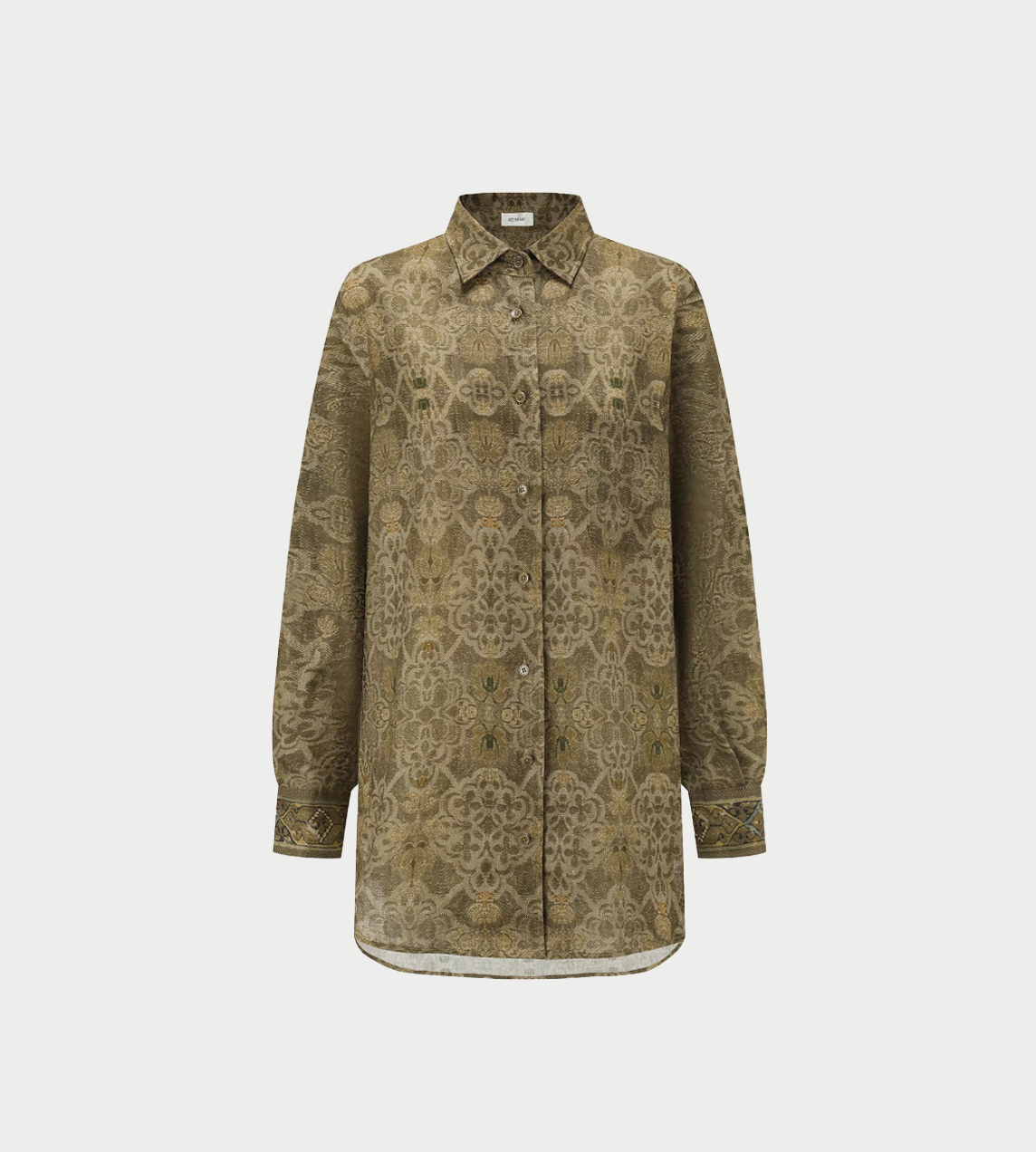 Printed Linen Shirt Moss Green