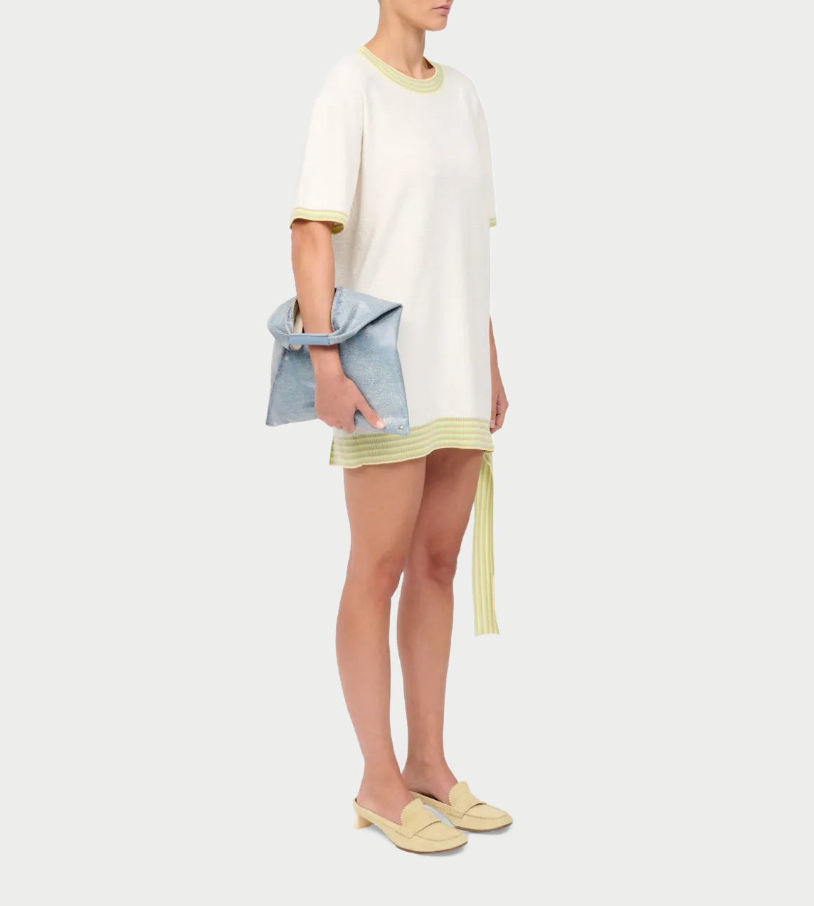 Denim-effect Coated Japanese Handbag