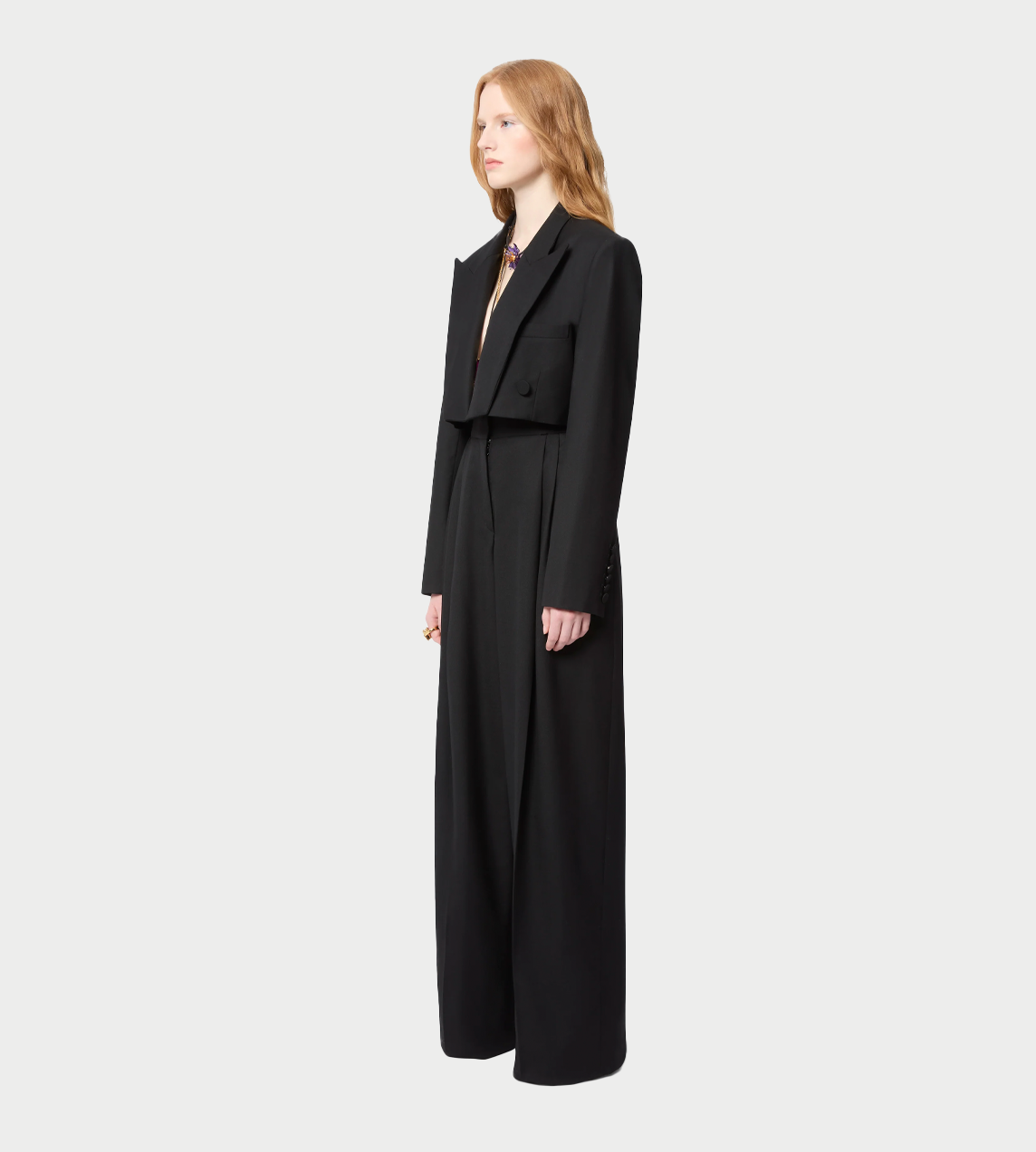 Double-breasted Cropped Blazer Blk