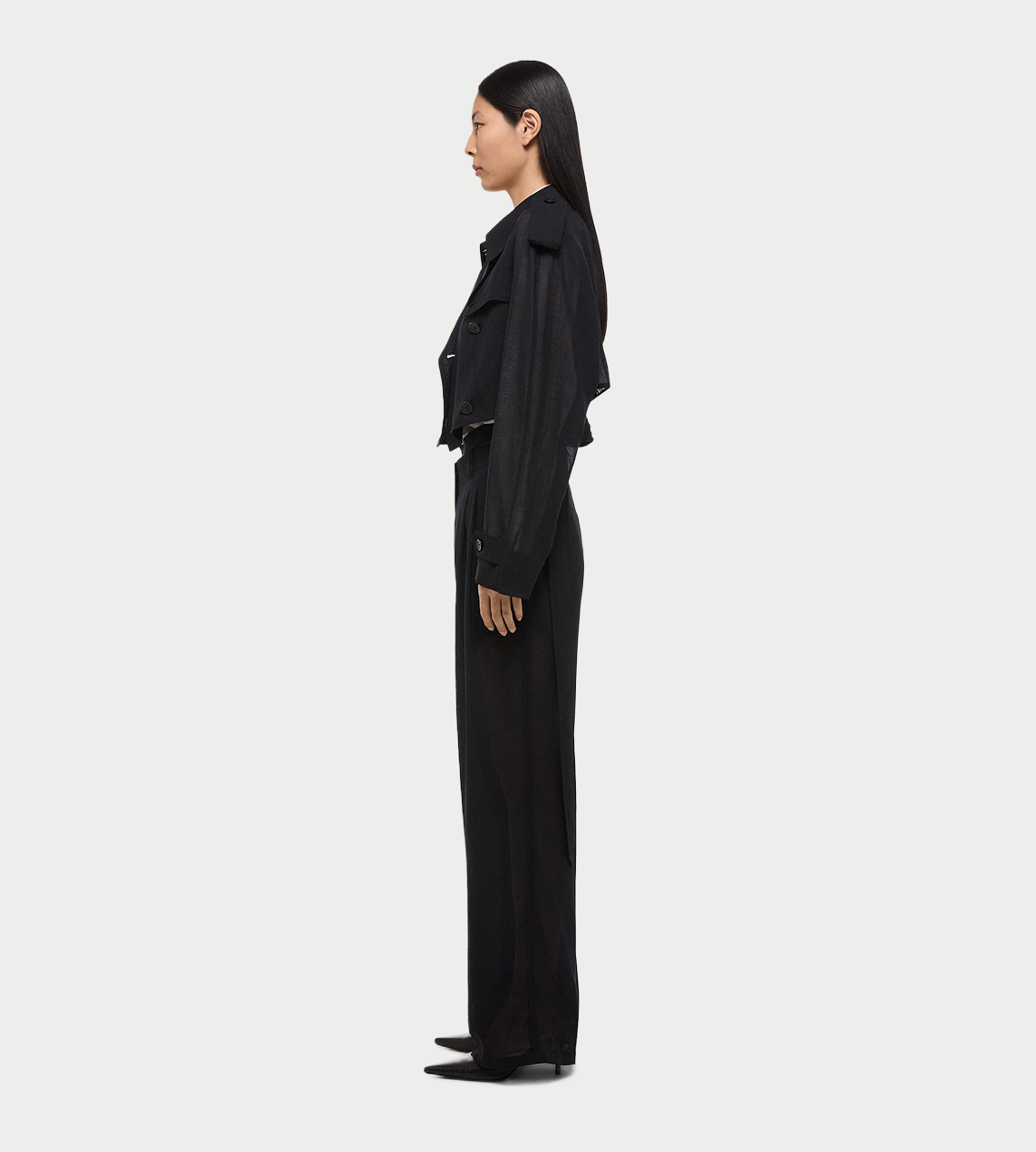 HELMUT LANG - Crop Double-breasted Trench Blk