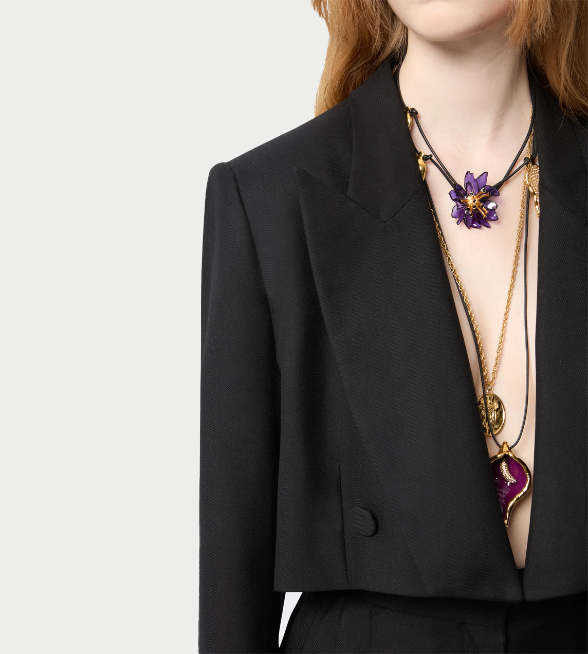 NINA RICCI - Double-breasted Cropped Blazer Blk