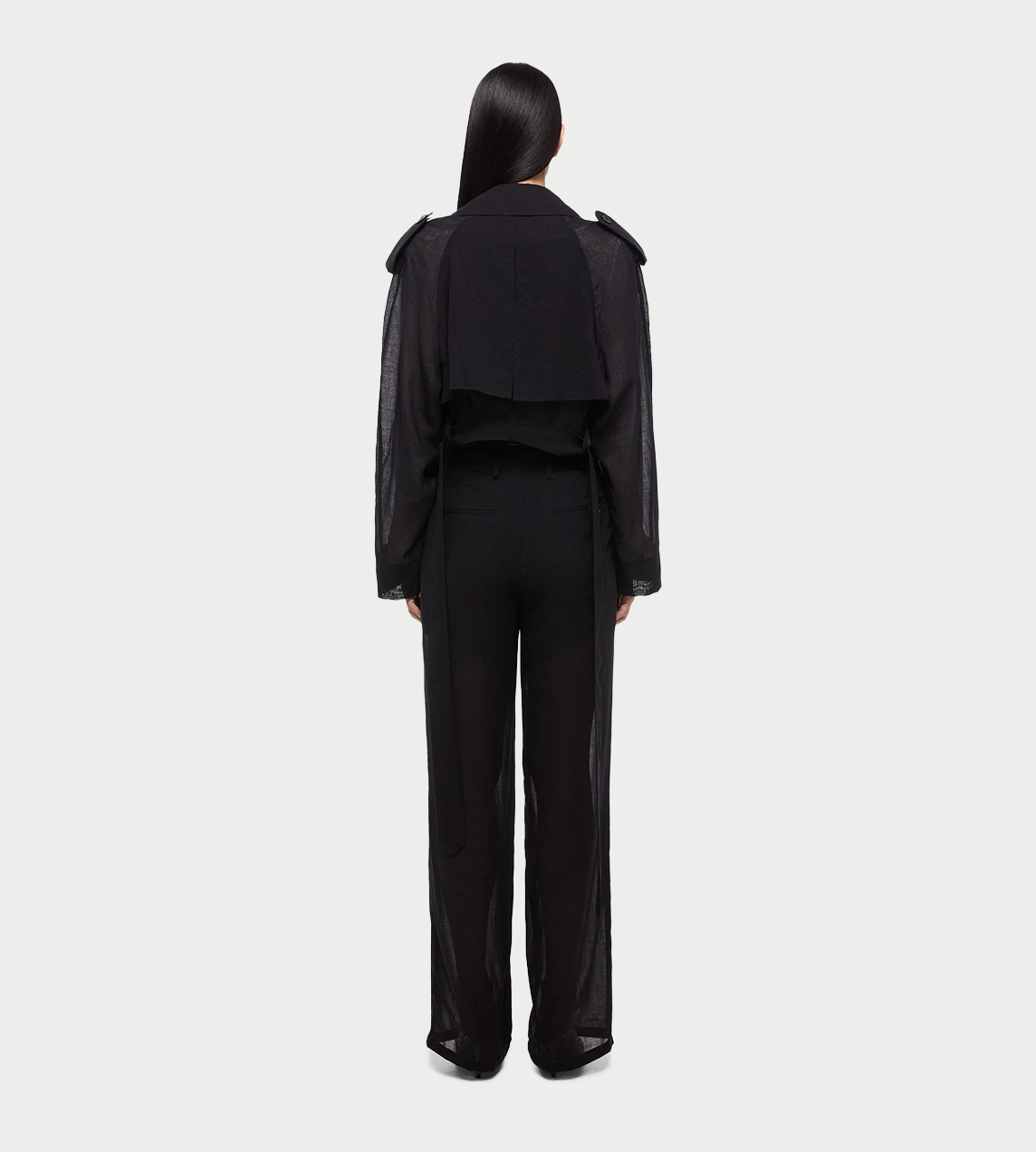 HELMUT LANG - Crop Double-breasted Trench Blk