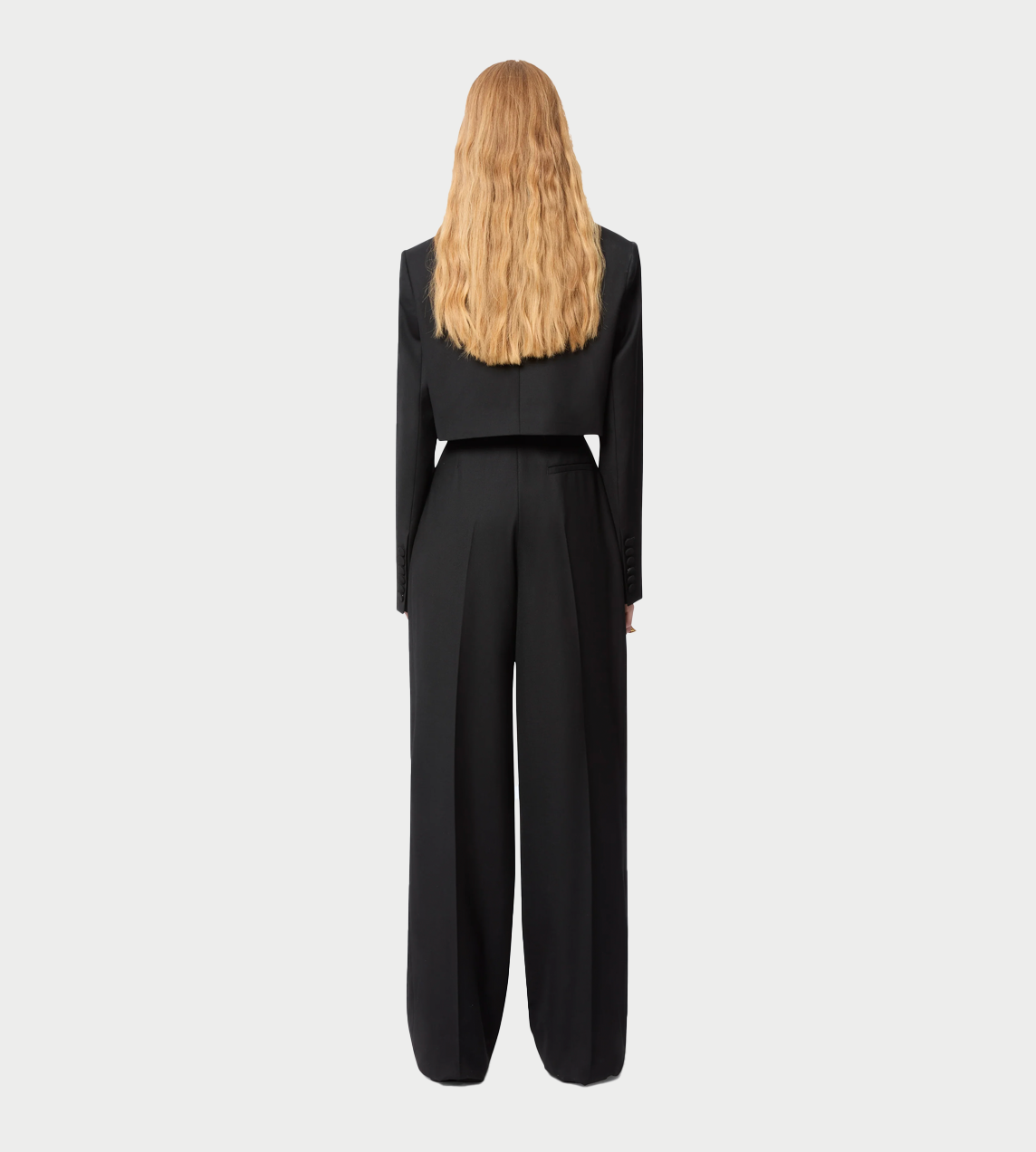 Double-breasted Cropped Blazer Blk
