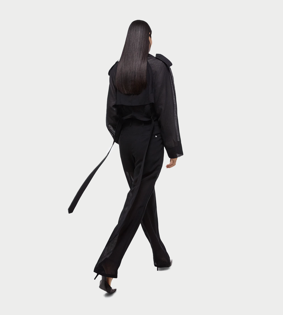 HELMUT LANG - Crop Double-breasted Trench Blk