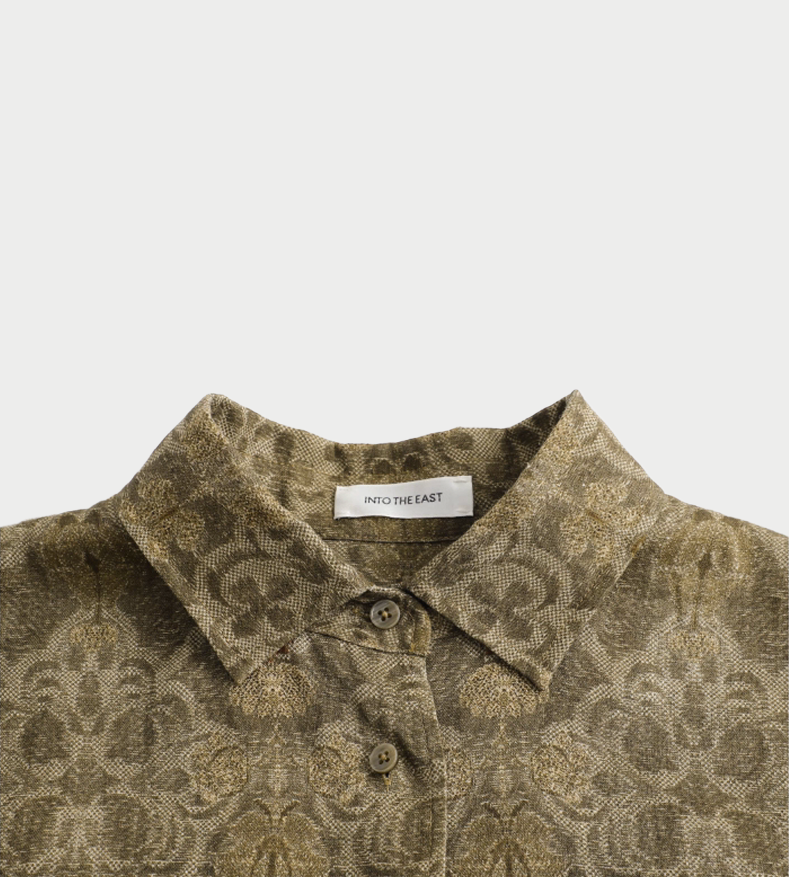 Printed Linen Shirt Moss Green