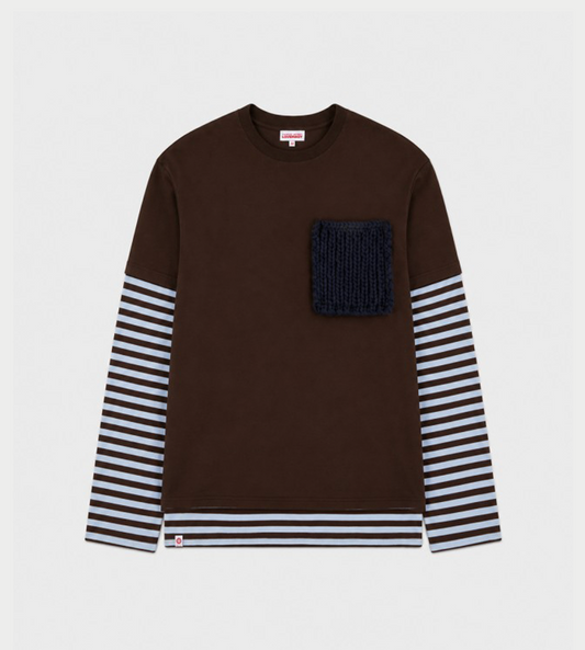Charles Jeffrey Loverboy - Long sleeve 2-in-1 tee with knit patch Brown