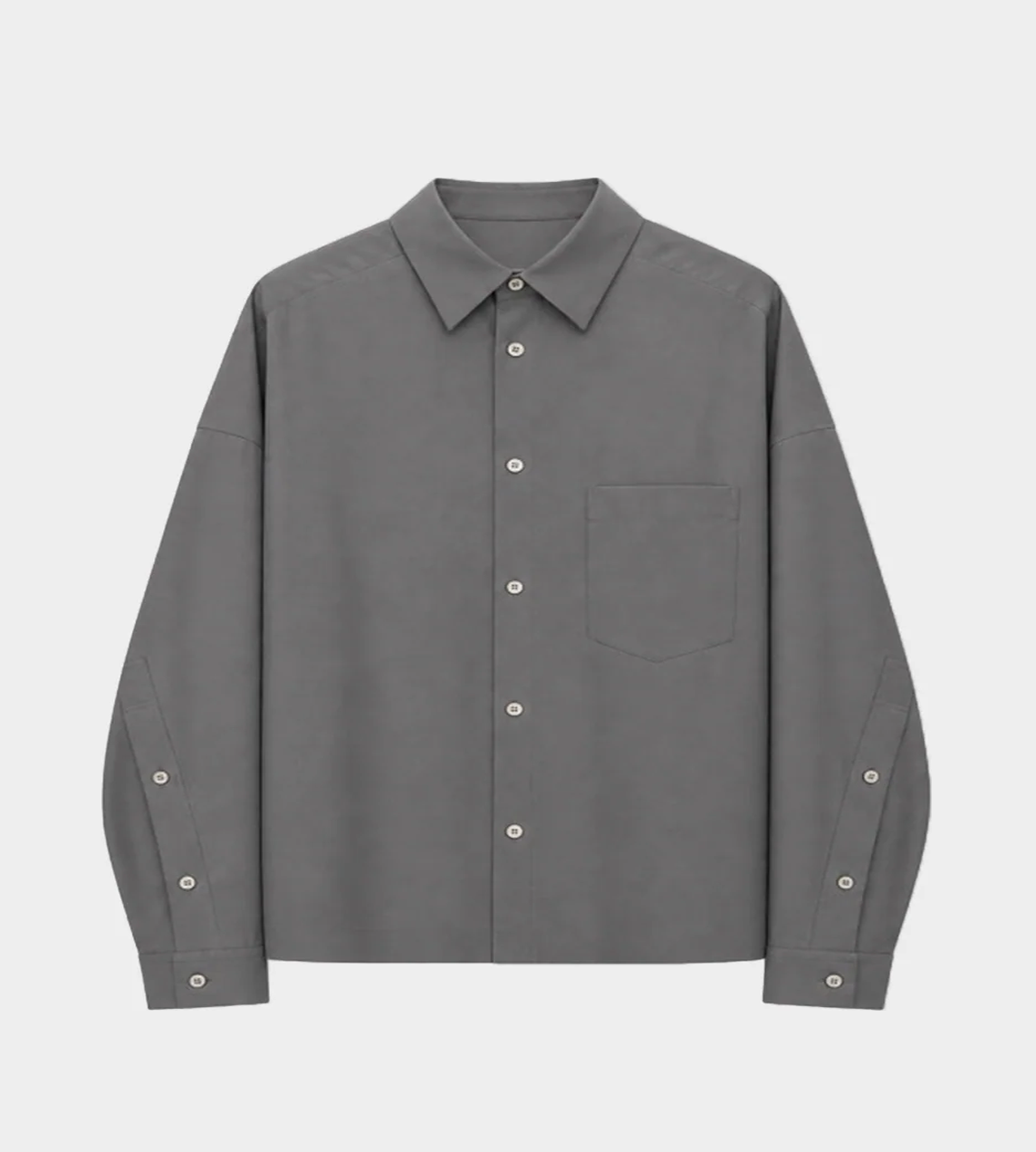 UJOH - Box Cropped Shirt Blue Grey