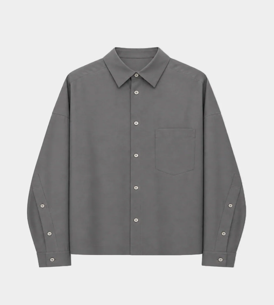 UJOH - Box Cropped Shirt Blue Grey