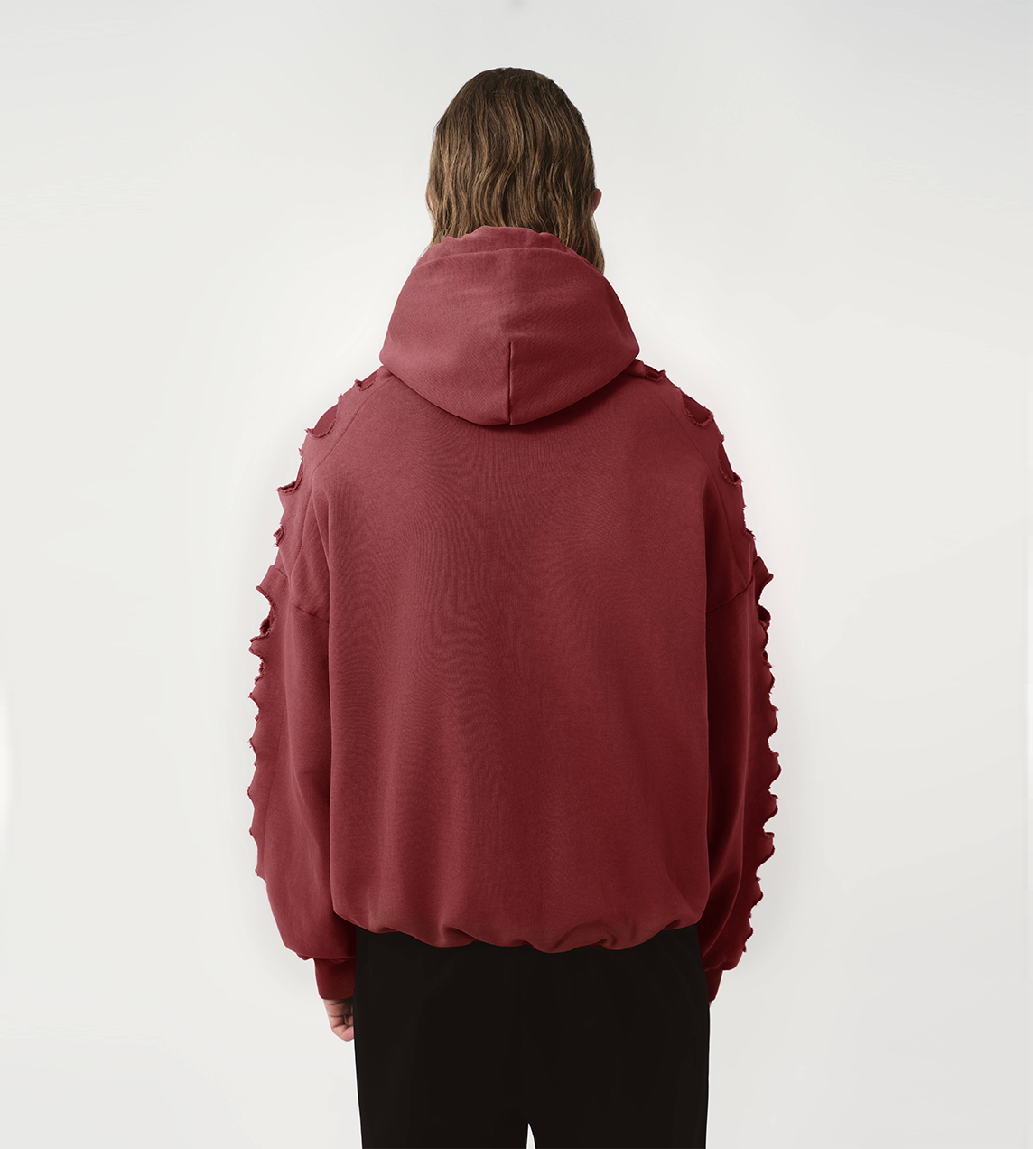 Tim Shoulderless Zip Hoodie Cut-out Red