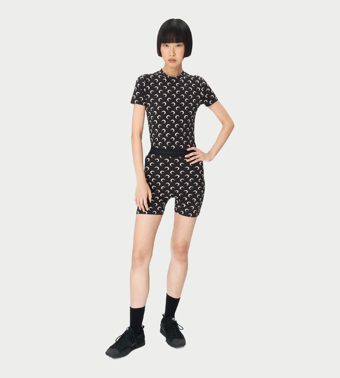 MARINE SERRE - Moon Printed Jersey Biker Shorts Blk