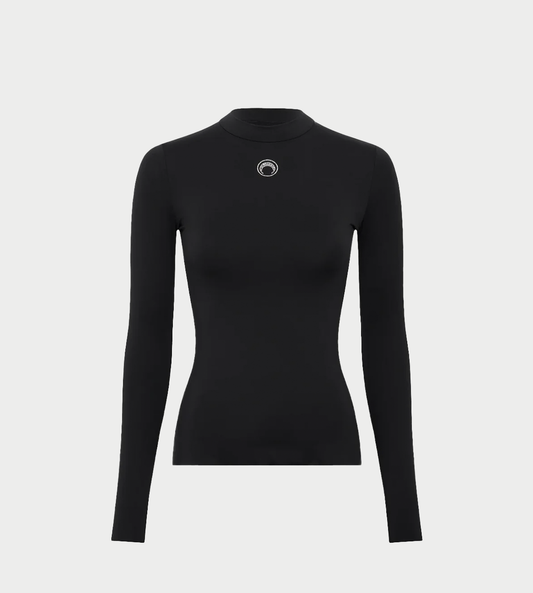 MARINE SERRE - Moon-logo Strass High neck Top Blk