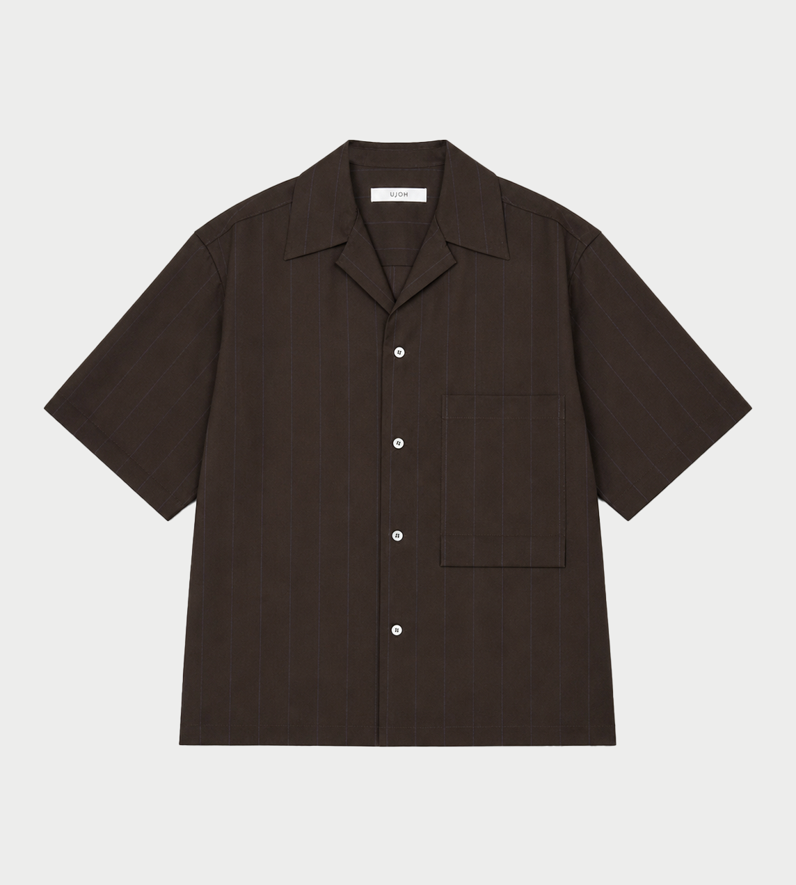 UJOH - Wide Open Collar Short Sleeve Shirt Chocolate