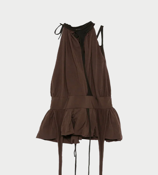 OTTOLINGER - Jersey Neck holder Balloon Dress Brown