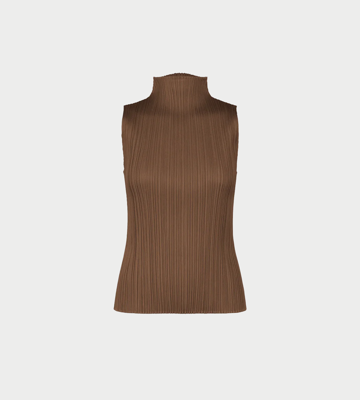 Pleats Please Issey Miyake - Basics Sleeveless Mock neck Chocolate