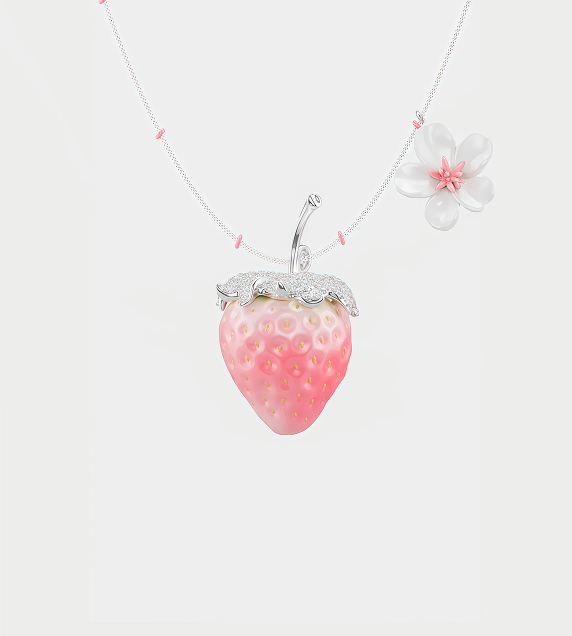 YVMIN - Strawberry Flower Beaded Necklace