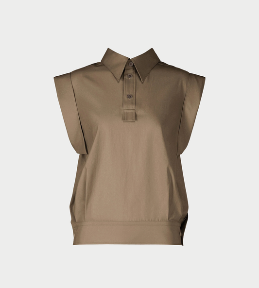 ISSEY MIYAKE - Odd Cap Sleeveless Shirt Dk Brown