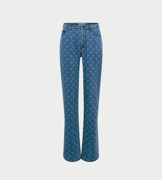 MARINE SERRE - Moon Laser Denim Straight Jeans Lt Blue