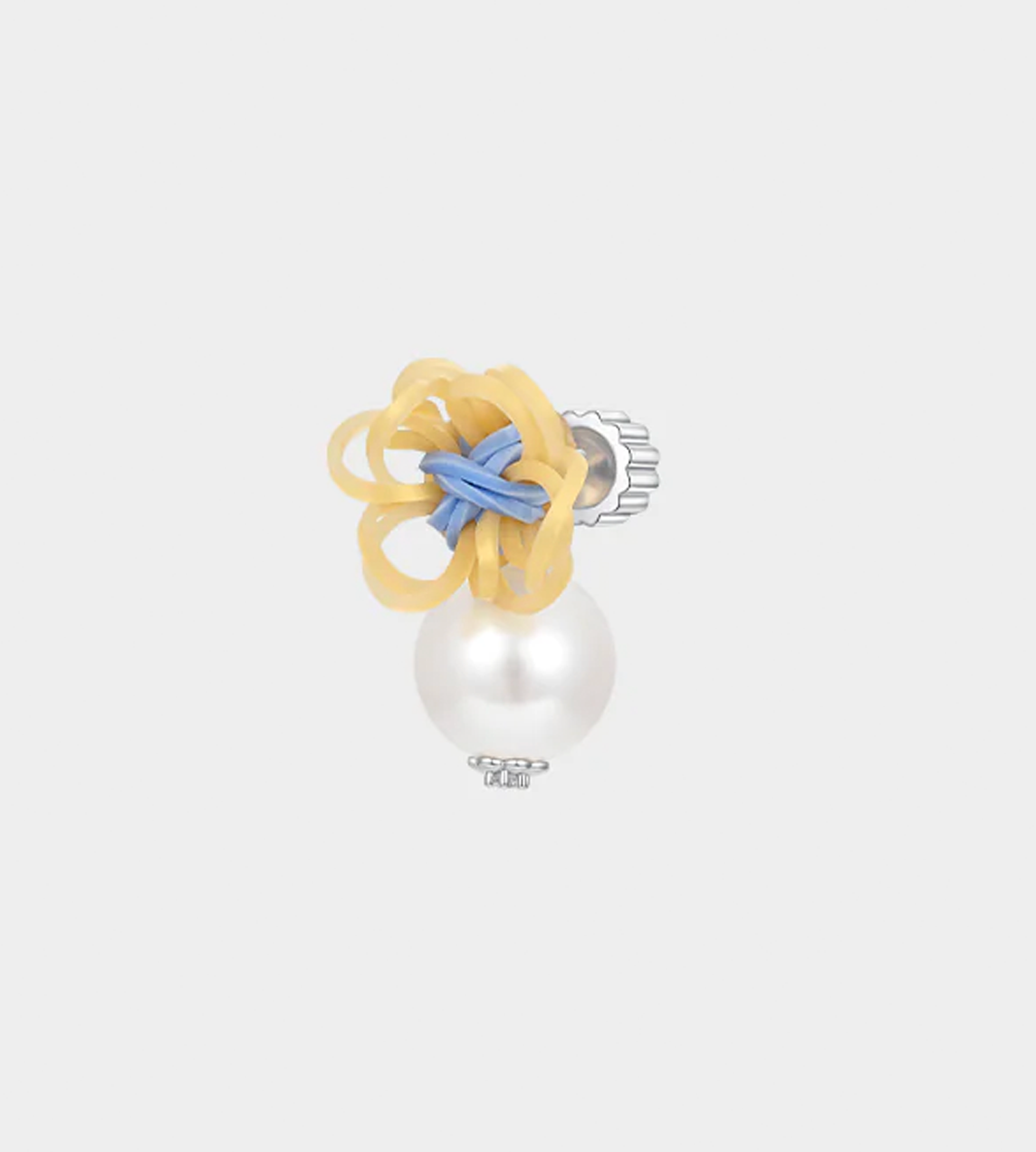YVMIN - Rubber Band Flower Pearl Stud Earrings Yellow