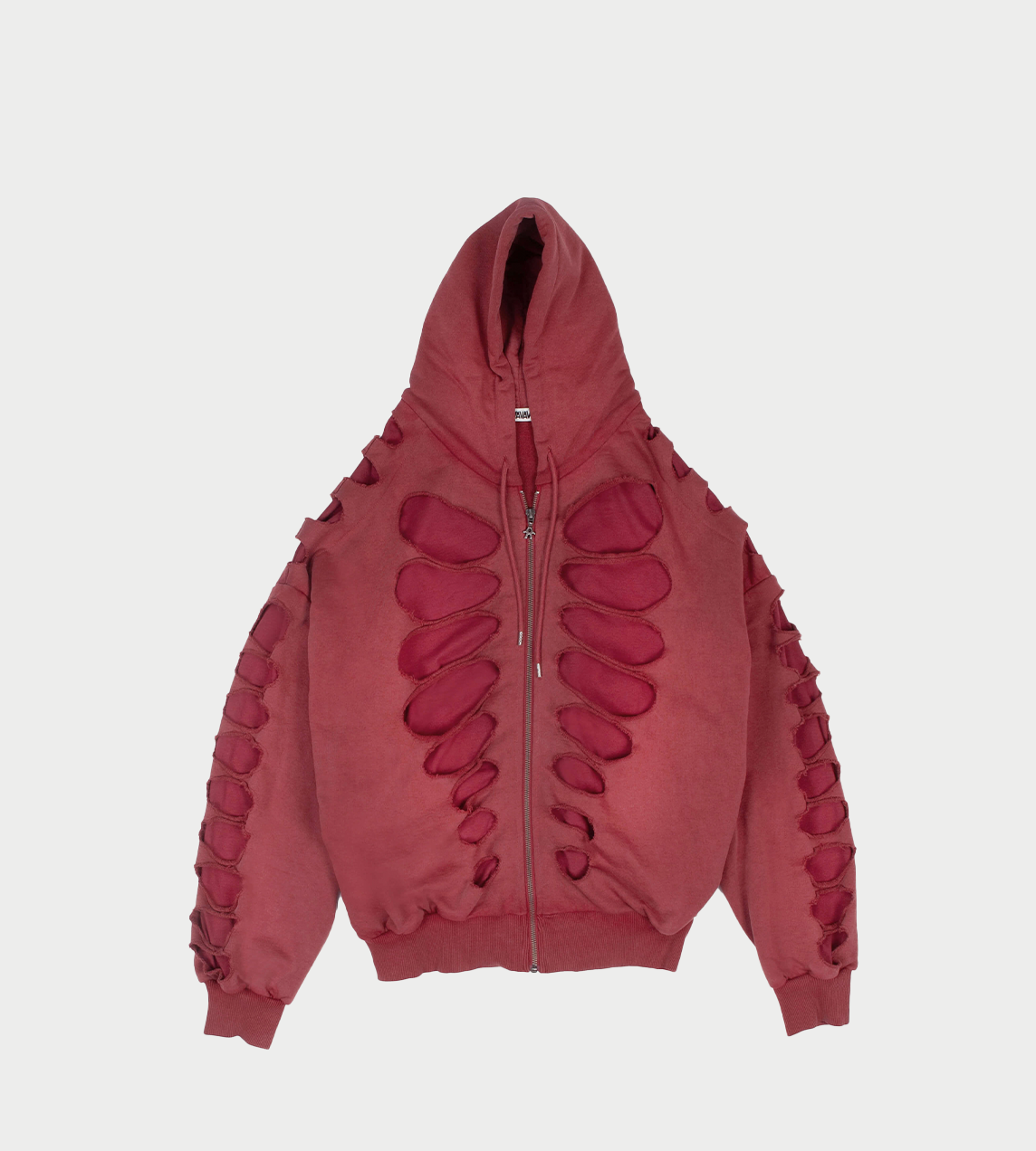 AVAVAV - Tim Shoulderless Zip Hoodie Cut-out Red