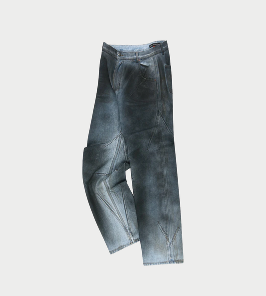 ANDERSSON BELL - Dirty Spray Washed Wide-leg Jeans Blue