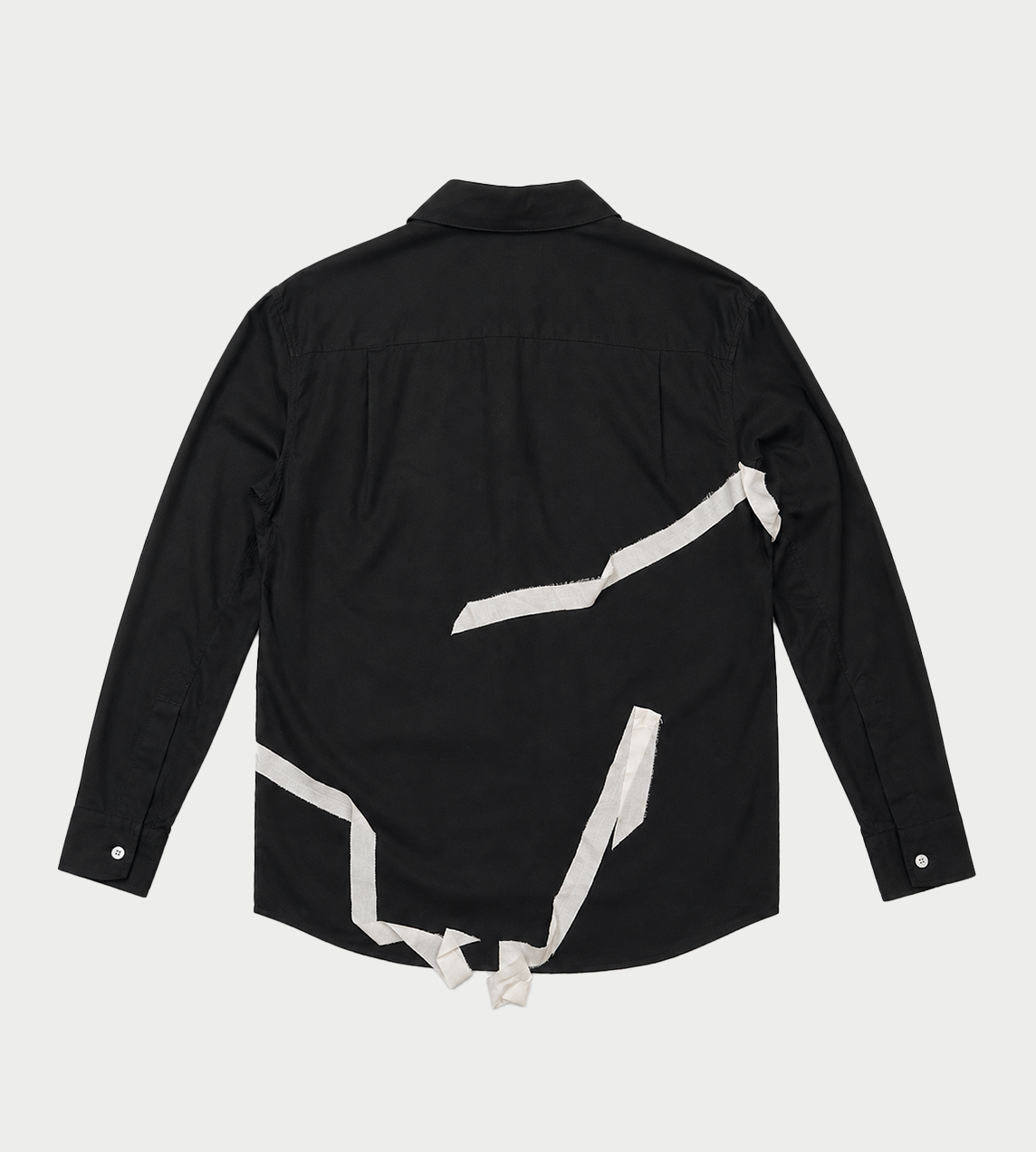 SULVAM - Gather Ribbon Shirt Blk