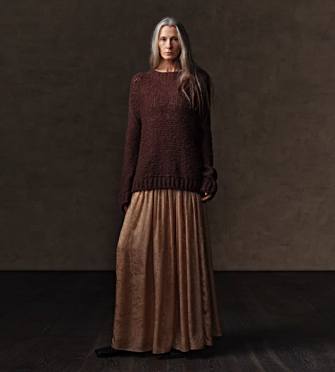 Jacquard Ruched Skirt Champagne
