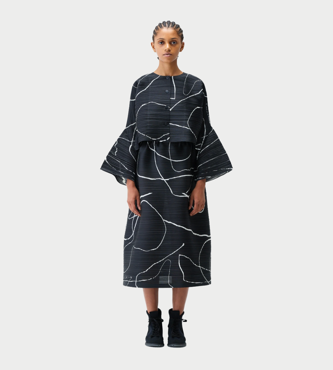 PLEATS PLEASE ISSEY MIYAKE - Pause Button-up Cardigan Blk