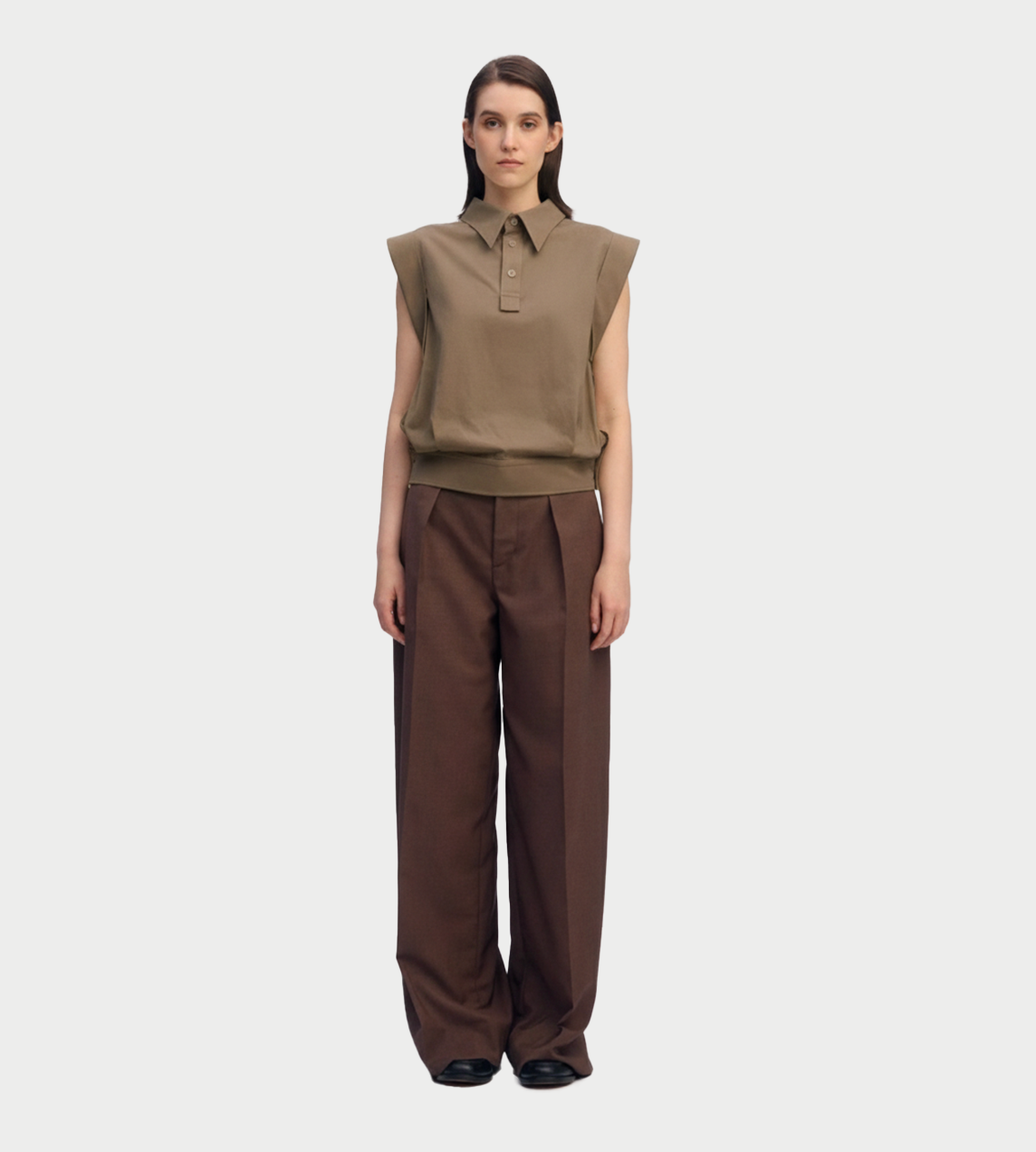 ISSEY MIYAKE - Odd Cap Sleeveless Shirt Dk Brown