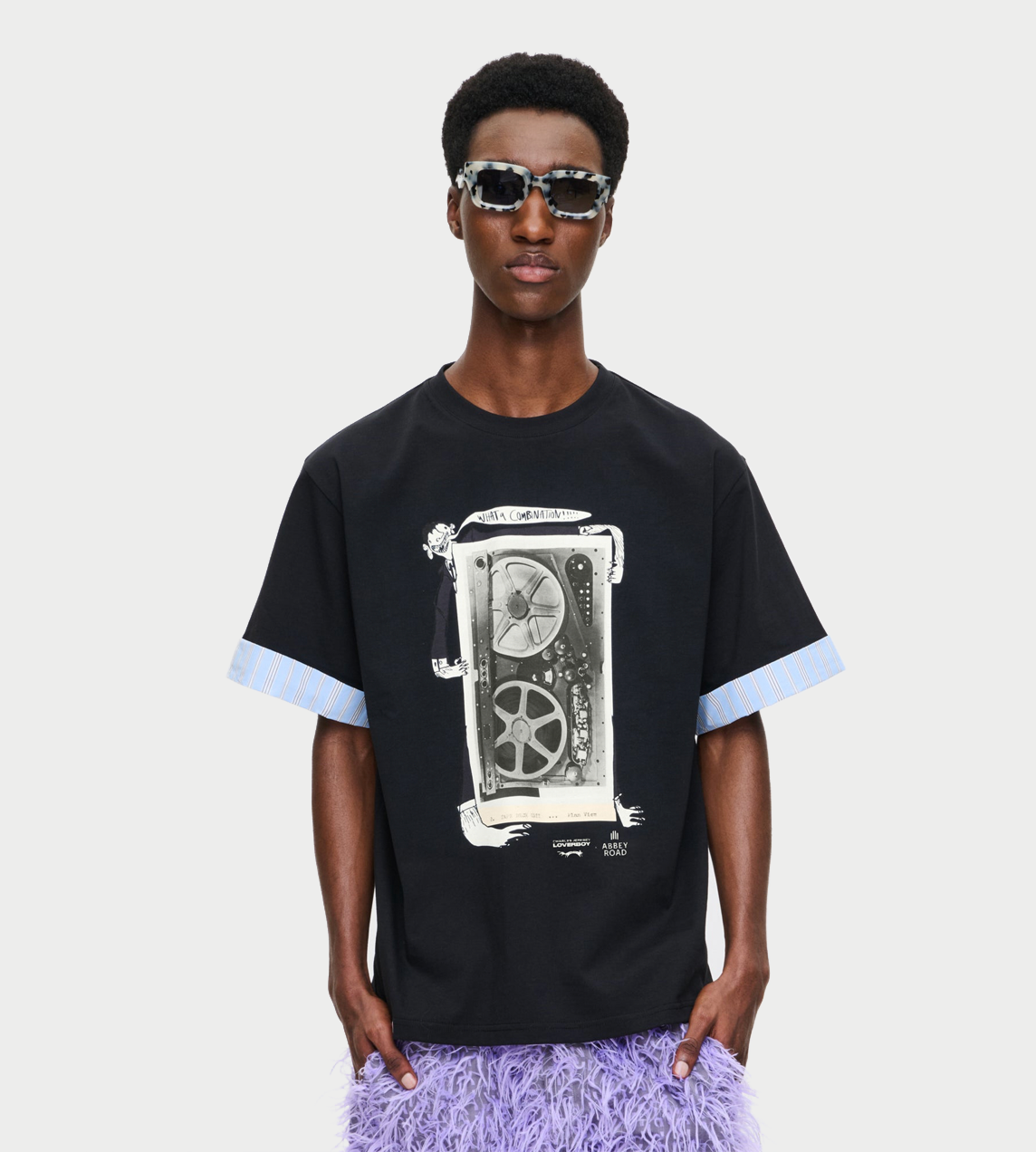 CHARLES JEFFERY LOVERBOY - Abbey road turn up tee Blk